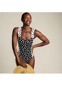 LANDS' END Badeanzug mit Karree-Ausschnitt, extra hohes Bein, Damen,  Schwarz, Elasthan/Nylon-Mischung, by Lands' End