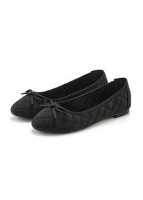 Lascana Ballerina 'Slipper, Schlüpfschuh' schwarz Gr. 36 für Damen. Mit Ziernähte, Schleife