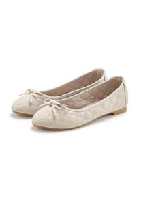 Lascana Ballerina 'Slipper, Schlüpfschuh' beige Gr. 36 für Damen. Mit Ziernähte, Schleife