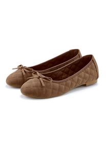 Lascana Ballerina 'Slipper, Schlüpfschuh' cognacfarben Gr. 36 für Damen. Mit Ziernähte, Schleife
