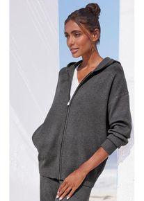 ELBSAND Strickjacke Anthrazit Gr. 32/34 für Damen. Mit Logoschriftzug. Bequem. Nachhaltig.