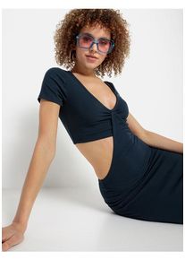 LSCN BY LASCANA Jerseykleid blau Gr. 34 für Damen. Mit V-Ausschnitt. Sehr Figurbetont