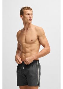 BOSS Herren Badeshorts "Iconic"charcoal 011, casual, Gr. S, Microfaser, Obermaterial: 100% Polyester, Badehosen, mit seitlichen Kontraststreifen