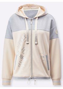 sheego Gro&szlig;e Gr&ouml;&szlig;en Sweatjacke im softweichen Modal-Mix, silberfarben-elfenbein, Gr&ouml;&szlig;e 44 - Damen