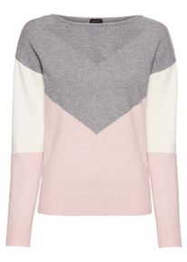 Laura Scott Damen Strickpulloversanftes weiß, grau, rosa, gestreift, feminin, Gr. 40, gestreift, Ajourstrickmuster, Strick, Obermaterial: 50%