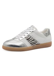 Tamaris Damen Plateausneaker, Gr. 37weiß, zebrafarben, Leder, Textil, Lederimitat, sportlich, Schuhe, Freizeitschuh, Halbschuh, Schnürschuh mit