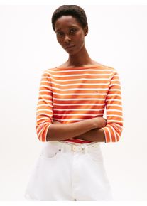 Tommy Hilfiger Damen 3/4-Arm-Shirt "NEW CODY SLIM BOAT-NK 3/4SLV"classic breton orange, ecu, casual, Gr. XS, gestreift, Jersey, Obermaterial: 100%