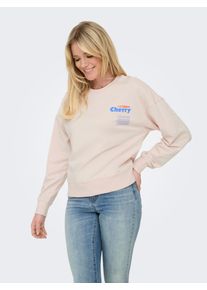 Only Damen Sweatshirt "ONLPHILEA L/S FRUIT O-NECK UB SWT"mauve chalk print:cherry, modisch, Gr. XS, bedruckt, Sweatware, Obermaterial: 80% Baumwolle,