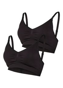 MAMALICIOUS Damen Bustier "MLILJA FEED ME BRA NF 2-P A. NOOS", Gr. Sschwarz pack:schwarz, Jersey, Obermaterial: 73% Nylon, 20% Polyamid, 7% Elasthan,