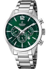 Festina Herren Chronograph "Timeless Chronograph"silberfarben, Armbanduhren, Armbanduhr, Quarzuhr, Herrenuhr, Stoppfunktion, Edelstahlarmband,Datum