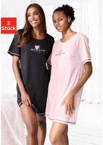Vivance Dreams Sleepshirt mehrfarbig Gr. 32/34 für Damen. Rundhals und Print, Allover-Druck. Loose Fit. Nachhaltig.