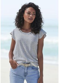 Vivance Rundhalsshirt 'mit Streifenstruktur' mehrfarbig Gr. 32/34 für Damen. Mit Rundhals. Normal. Nachhaltig.