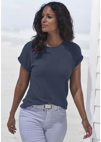 Vivance Kurzarmshirt 'aus weicher Piqué-Qualität' blau Gr. 32/34 für Damen. Mit Rundhals. Lässig Geschnitten. Nachhaltig.