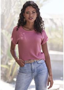 Vivance Kurzarmshirt 'aus weicher Piqué-Qualität' pink Gr. 32/34 für Damen. Mit Rundhals. Lässig Geschnitten. Nachhaltig.