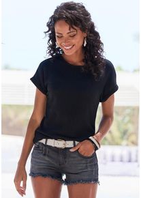 Vivance Kurzarmshirt 'aus weicher Piqué-Qualität' schwarz Gr. 32/34 für Damen. Mit Rundhals. Lässig Geschnitten. Nachhaltig.