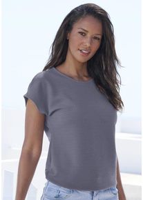 Vivance Kurzarmshirt 'aus bügelfreier Strukturqualität' rauchblau Gr. 32/34 für Damen. Mit Rundhals. Bequem. Nachhaltig.