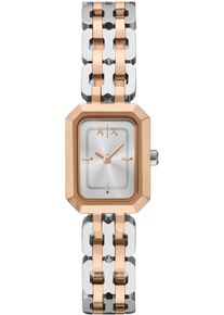 Armani Exchange Damen Quarzuhrsilberfarben, roségoldfarben, Armbanduhren, Armbanduhr, Damenuhr, Edelstahlarmband, analog
