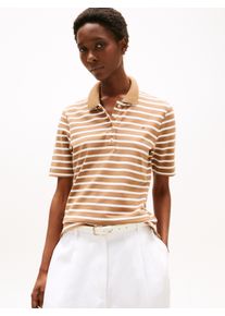 Tommy Hilfiger Damen Poloshirt "1985 Regular Fit Pique Premium Polo"hickory, ecru stp, casual, Gr. XL, gestreift, Piquu00e9, Obermaterial: 96%