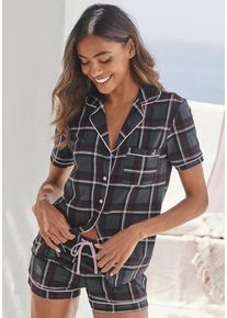 s.Oliver Shorty mehrfarbig Gr. 32/34 für Damen. V-Ausschnitt und Allover-Druck, Piping. Basic. Nachhaltig.
