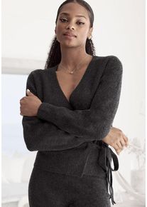 Lascana Wickelstrickjacke Anthrazit Gr. 40/42 für Damen. Sehr Bequem