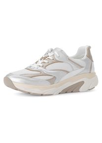 Damen Keilsneaker, Gabor Rollingsoft, Gr. 39weiß, silberfarben, goldfarben, Textil, Kalbsleder, sportlich, Schuhe, Freizeitschuh, Halbschuh,