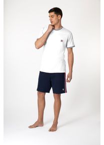 Fila Herren Pyjama "MAN JERSEY TOP + FRENCH TERRY PANTS PYJAMAS", Gr. Lweiß blau, Jersey, Obermaterial: 100% Baumwolle, unifarben, modisch,