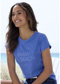 Vivance T-Shirt 'mit modischem Frontprint' blau Gr. 32/34 für Damen. Rundhals und Print. Bequem. Nachhaltig.