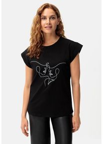 Lascana Kurzarmshirt schwarz Gr. 40/42 für Damen. Mit Rundhals. Figurumspielend. Nachhaltig.