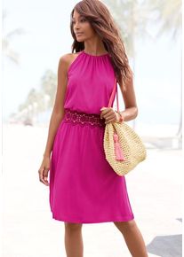 Vivance Sommerkleid pink Gr. 36 für Damen. Rundhals und Spitze. Figurumspielend. Nachhaltig.