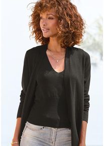 Lascana Stricktop schwarz Gr. 40/42 für Damen. Mit V-Ausschnitt. Figurbetont. Nachhaltig.