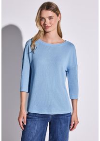 Street One Damen T-Shirtserenity blau, casual, Gr. 40, unifarben, Feinstrick, Obermaterial: 60% Viskose, 40% Polyester, Shirts, 3/4-Arm und im
