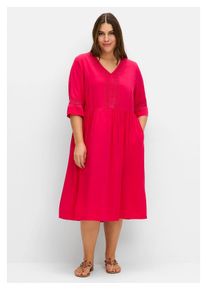 sheego Damen Sommerkleid "Große Größen", pink, feminin, Gr. 40, unifarben, Obermaterial: 100% Viskose (LENZING ECOVERO), Kleider, mit Häkelspitze