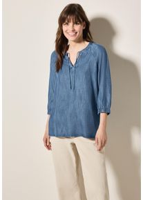 Cecil Damen Klassische Bluse, blau, casual, Gr. S, unifarben, Stoff, 100% Lyocell, Blusen, mit 3/4 Ärmeln