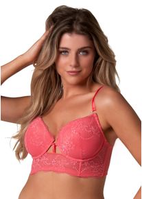 After Eden D-cup & up Damen Longline-BH "Maite", AFTER EDEN D-CUP & UP, Gr. 90, pink, Obermaterial: 87% Polyamid, 13% Elasthan, feminin, BHs, Mit vorgeformten Cup, Spitze