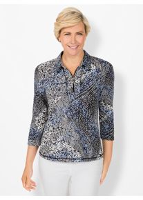 Classic Basics Damen Poloshirt "Shirt", blau, Gr. 40, gemustert, mehrfarbig, 95% Viskose, 5% Elasthan, Shirts