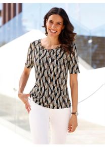 Inspirationen Damen Print-Shirt "Print-Shirt", beige, Gr. 36, gemustert, mehrfarbig, bedruckt, 95% Viskose, 5% Elasthan, Shirts