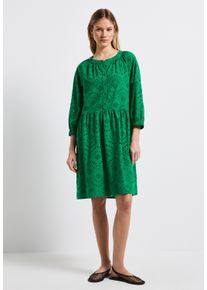 Street One Damen Tunikakleid, grün, casual, Gr. 34, unifarben, Web, Stoff, Obermaterial: 100% Baumwolle; Unterkleid: 100% Modal, Kleider, mit