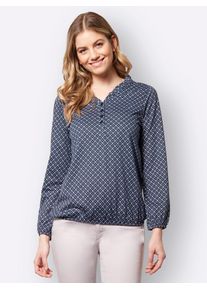 Inspirationen Damen Print-Shirt "Shirt", blau, Gr. 38, bedruckt, gemustert, mehrfarbig, 50% Baumwolle, 50% Modal, Shirts