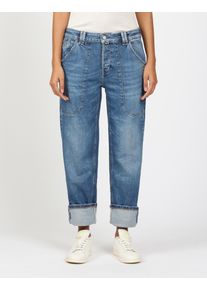 Gang Damen Straight-Jeans "94THELMA WORKER", blau, casual, Gr. 27, Denim/Jeans, Obermaterial: 90% Baumwolle, 8% Polyester, 2% Elasthan, Jeans, mit