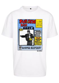 MisterTee Herren Kurzarmshirt "Herren Eazy-E RAP Magazine Oversize Tee", weiß, casual, Gr. M, unifarben, 100% Baumwolle, Shirts