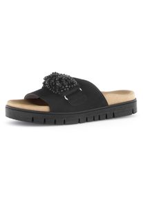 Gabor Damen Pantolette, Gr. 44, schwarz, Ziegenveloursleder, modisch, Schuhe, Plateau, Sommerschuh, Schlupfschuh mit Best Fitting Ausstattung