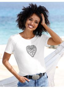 Heine Damen T-Shirt "Shirt", weiß, Gr. 42, unifarben, 95% Viskose, 5% Elasthan, Shirts