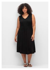 sheego Damen Jerseykleid "Große Größen", schwarz, feminin, Gr. 56, unifarben, Obermaterial: 95% Viskose (LENZING ECOVERO), 5% Elasthan, Kleider, mit