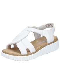 Rieker Damen Sandale, Gr. 43, weiß, Lederimitat, feminin, Schuhe, Sommerschuh, Sandalette, Keilabsatz, mit weicher Innensohle