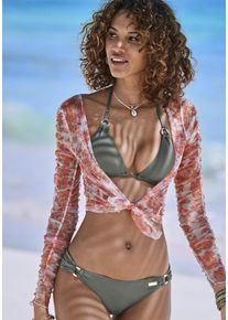 Lascana Damen Bikini-Hose "Italy", grün, Gr. 36, unifarben, Microfaser, Polyamid, Microfaser, Badehosen, mit seitlichen Zierringen