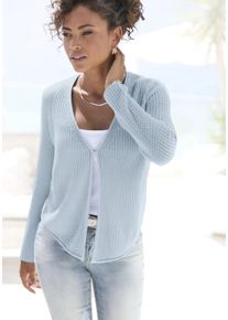 Vivance Damen Strickjacke, blau, modisch, Gr. 32, unifarben, Strick, Obermaterial: 100% Polyacryl, Strickjacken, mit Haken-Verschluss