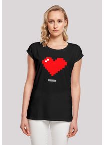 F4NT4STIC Damen T-Shirt "Pixel Herz Good Vibes Happy People", schwarz, casual, Gr. XL, Obermaterial: 100% Baumwolle, Shirts, Print