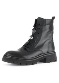 Gabor Damen Schnürboots, Gr. 39, schwarz, Kalbsleder, unifarben, modisch, Schuhe, Blockabsatz, Plateau, Schnürstiefelette mit Best Fitting