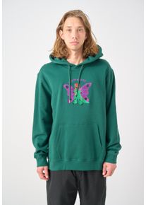 Cleptomanicx Herren Kapuzensweatshirt "Boxy Hooded Butterdragon", grün, casual, Gr. M, bestickt, 100% Baumwolle, Sweatshirts, im lockeren Schnitt