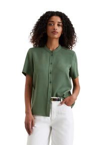 Marc O'Polo Damen Kurzarmbluse "aus TENCEL Lyocell", grün, elegant, Gr. XS, MARC O'POLO DENIM, unifarben, Obermaterial: 100% Lyocell, Blusen